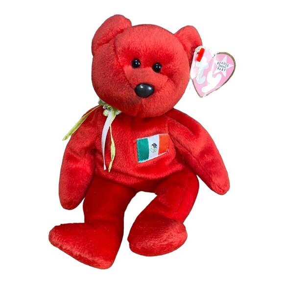 Ty Beanie Baby Osito Bear Mexico Red Retired Collectible Plush With Tag - Picture 1 of 10